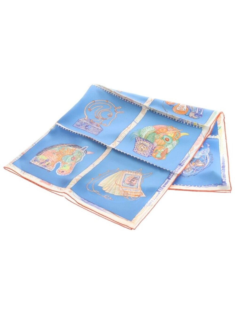 Hermes Carre 90 Shawl Chevaloscope Scarf Silk Blue